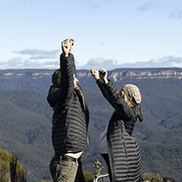 Couple celebrating their marriage proposal in the Blue Mountains