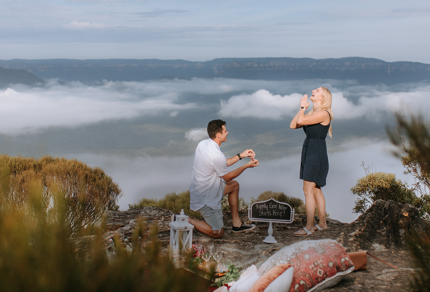 A marriage proposal at a luxury picnic in the Blue Mountains